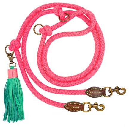 DWAM Dog with a Mission - Hundeleine – Leine für Hunde - Verstellbar - Freihandleine – Rosa – Polyester - Leder - Tau – L – 220 x 1,4 cm – Extra Lange Sugarbabe Hundeleine
