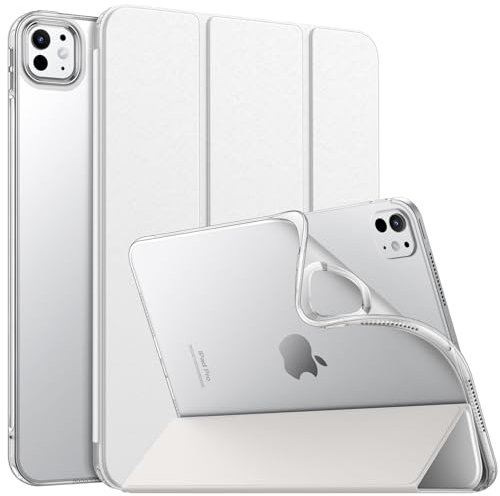 MoKo Hülle Kompatibel mit iPad Pro 11 Zoll M4 2024 (5. Gen), TPU Transluzent Matt Rückseite Cover mit Auto Schlaf/Aufwach, Schutzhülle mit Ständer, Weiß