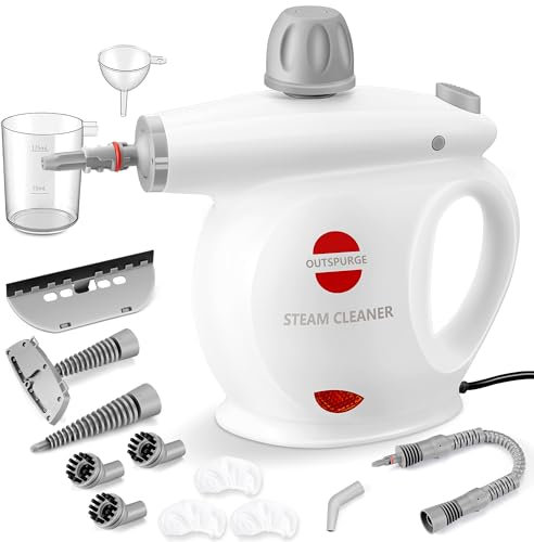 Outspurge Portable Steam Cleaner Multi-Surface Pressurized Steam Cleaner with 13 Accessories, Safety Lock, Steamer for Cleaning Floors, Upholstery, Grouts, Windows, Sofas and Car
