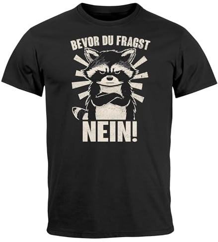 MoonWorks® Herren T-Shirt Bevor Du Fragst Nein Waschbär Anti Motivation Statement Fun-Shirt Spruch Tiermotive Lustig
