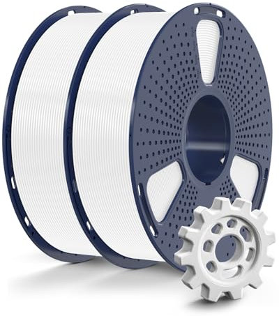 SUNLU 2KG Rapid PETG Filament Bündel, Hohe Geschwindigkeit 30–600mm/s 3D Drucker Filament, 1.75mm ±0.02 mm, 1kg Reusable Spule, 2 Stück Insgesamt (Weiß+Weiß)