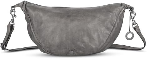 Cas8 Halbmondtasche LENI - Moon Bag groß mit verstellbarem Schultergurt, Umhängetasche aus Echtleder mit Reißverschluss, Schultertasche im Used-Look, dusty