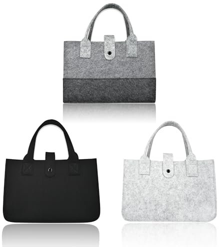 FZSECRIU 3 Stück filztasche，30cm*20cm*18cm filztaschen shopper,einkaufstasche,einkaufskorb klein,kleiner einkaufskorb,einkaufstasche klein