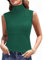 Totatuit Rollkragenshirt Damen Hemd mit Boden, Ärmellos Warmes Fleece Rolli Oberteil Turtleneck Unterziehshirt Stretch Rollkragenpullover für Winter und Herbst Grün L