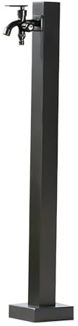 JINGSHIQIAOPL Wassersäule Garten, Edelstahl Frostsicherer Außenwasserhahn, Wassersäule Garten mit Wasserhahn, Gartenwassersäule für Gartenbewässerung, Schwarz(580 mm/23 in)