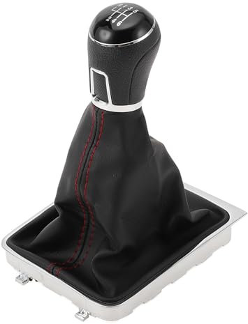 INFINAUTO Pomo De Palanca De Cambios Manual De 6 Velocidades Con Cubierta Pomo De Palanca De Caja De Cambios Para Volkswagen Passat 2008-2012 Plástico Cuero Sintético Negro Rojo 1 Pc