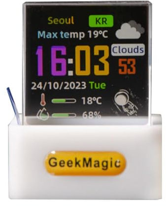 Kristallklare Mini-WLAN-Online-Wetteruhr, Display, Halloween-Dekoration, Büro, Desktop-Geschenk