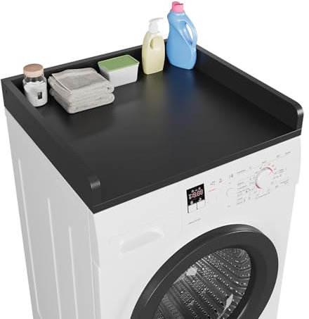 Lavadora y secadora, encimera para lavadora y secadora con alfombrilla antideslizante, fácil de limpiar, artículos esenciales para la lavandería, encimera de madera para organización, 27.5 pulgadas de