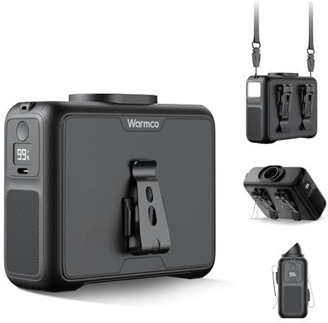 Warmco Tragbarer Taillenclip-Ventilator, 10000mAh Akku, 5 Kühlstufen, 15000RPM, LED-Beleuchtung, Powerbank-Funktion, Outdoor-tauglich für Bauarbeiter, Gärtner und Sommerreisen