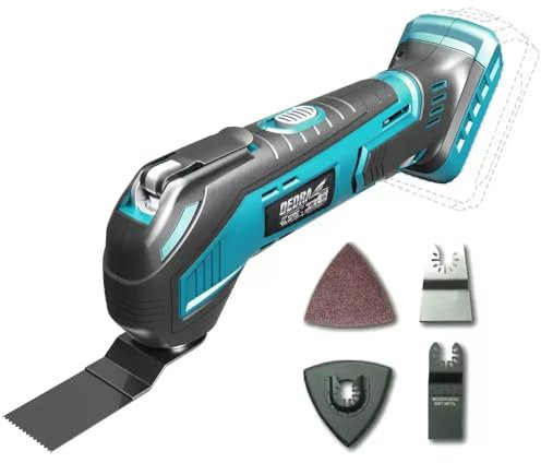 Akku-Multifunktionswerkzeug, Multitool, 18 V, DEDRA SAS+ALL im Karton ohne Akku und Ladegerät, mit 4 Zubehör, Multifunktionstool zum Schneiden Schleifen, 11.000 bis 21.000 min-1