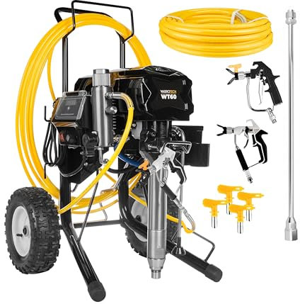 WABROTECH® WT60 Airless Peinture et D'Enduit avec des Roues de Transport 3000 W - Pulvérisateur de Peinture 227 Bar - Station Peinture Haute Pression 6 L/Min - Station Peinture Airless 140000 m²/an