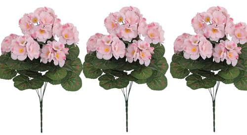 Künstliche Blumen, 3 Bündel Künstliche Geranien Seidenblumen Im Freien Und Innen, Seidenblumen, Künstlich-e Geranien UV-beständige, Heimdekoration, Faux Geranie Blumen Dekoration Für Hochzeit, Draußen