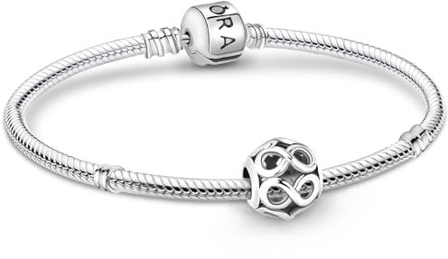 APUUESN Unendlichkeit Charms Anhänger Armband 19CM Damen,Infinity Armband Sterling Silber 925,Schlangenkette Bracelet,Armreif Schmuck