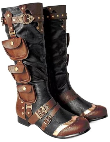 SYJYM Stivali alti medievali steampunk retrò da uomo grandi dimensioni gioco di ruolo, P90911a, 39 1/3 EU