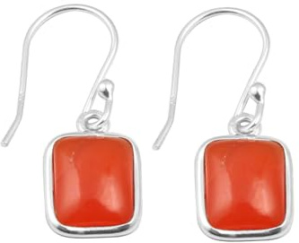 Ohrringe aus natürlichem Karneol, 925er Sterlingsilber, Lünetten-Set, französische Ohrdraht, baumelnde Ohrringe