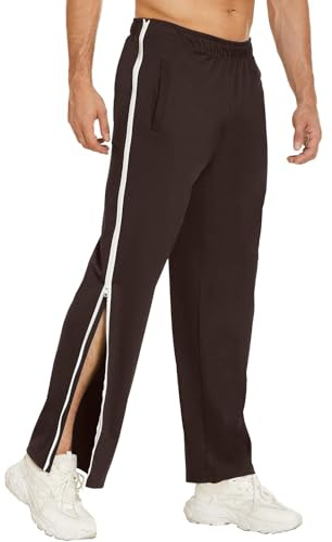 SOOUICKER Trainingshose Herren mit Reißverschluss am Bein Sporthose Herren Lang Weites Bein Jogginghose Reha Hose Seitlich zu öffnen Freizeithose Baggy mit Gummibund