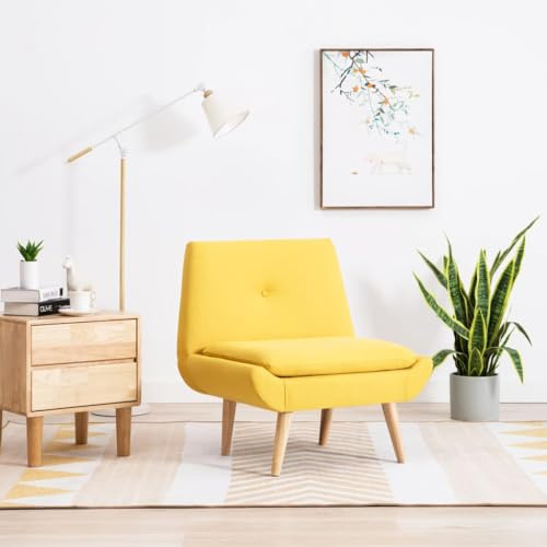 ZQQLVOO Polsterstuhl Gelb Stoff ohrensessel mit hocker cocktailsessel for Balkon Wohnzimmer