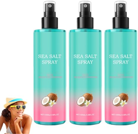 Sea Salt Spray for Hair, Coconut Sea Salt Water Texture Spray, Lightweight Hold, Improve Frizzy & Volumizing, Natural Finishing Holding, Volumizing, Non-Greasy, Coconut Aroma for All Hair (3pcs)