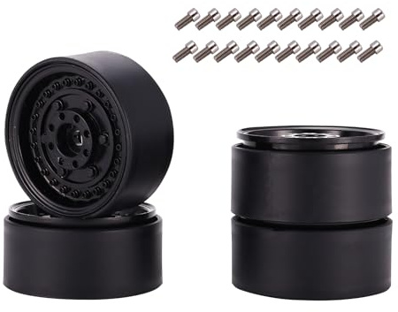 Rastapulz 4 StüCk Metall 1,9 Beadlock Rad Felgen Nabe für 1/10 Rc Crawler Auto Scx10 90046 Trx4 D90, Schwarz