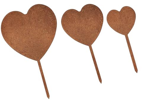 Oxxggkao Packung Mit 3 Herzförmigen Metallpfählen Wetterbeständige Gartendekorationen Für Valentinstag Und Gedenkfeiern Für Haustiere Dekoration Gartenstecker in Rostoptik