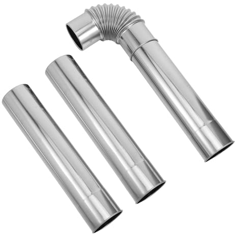 NIYANGLE Kit Tuyau de Poêle en Acier Inoxydable 60 MM 2 Tubes de 30 CM et Coude 90° – Extension Conduit de Cheminée Étanche pour Poêles et Chaudières Accessoires Chauffage Intérieur et