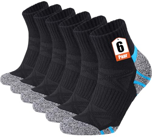 Stoeury Sneaker Socken Herren, Quarter Socken mit Frotteesohle, Atmungsaktive Sportsocken aus Baumwolle mit Nahtlose Zehen, Tennissocken für Laufen Wandern