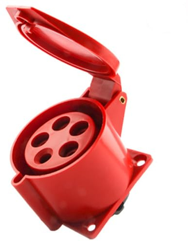 MejaRizon CEE Steckdose 32A, 400V/32A 5-polig, IP44, Entspricht der Norm IEC 60309-2, CEE-Anbausteckdose mit Deckel, CEE 32A Wandsteckdosec Geeignet für Baustellen, Großanlagen und Fabriken