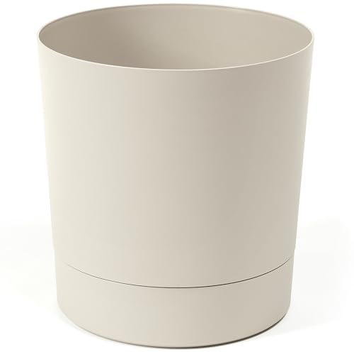 Pullmer Blumentopf Gross innen mit Untersetzer, groß Pflanztopf für Zimmerpflanzen, für Innen und Außen (ø 38 cm, Beige)