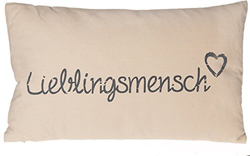 KAMACA LIEBLINGSMENSCH Kissen 30 cm x 50 cm Flauschig gefülltes Kissen mit Reißverschluss Bezug aus 100% Baumwolle EIN Hingucker und wertiges Geschenk (Creme)