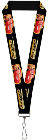 Buckle-Down Lanière – 2,5 cm – Cars 3 Lightning McQueen Pose/Bolt Noir/Oui Chaîne de clé, Multicolore, Taille Unique Mixte