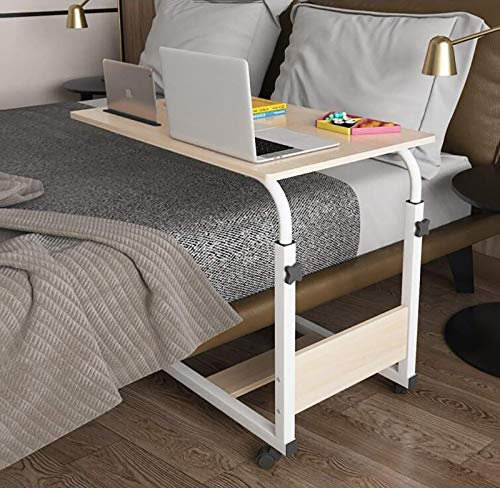 Tavolino da Letto con Ruote, Tavolo Vassoio per Mangiare sul Lato del Letto Regolabile in Altezza, Tavolo Medico Mobile Mobile, Lettura, costretto a Letto, Anziani (Size : B(80X50cm))