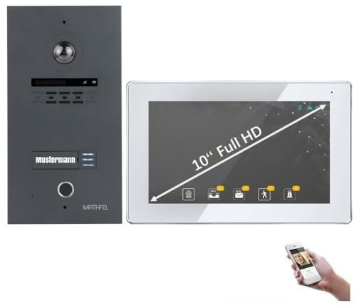 MATHFEL 2-Draht-Bus WLAN Video-Türsprechanlage – 7-Zoll Full HD Touchscreen, 170° Kamera, Fingerprint, Gegensprechanlage für 1-Familienhaus, wetterfest IP65, Türklingel mit App-Steuerung