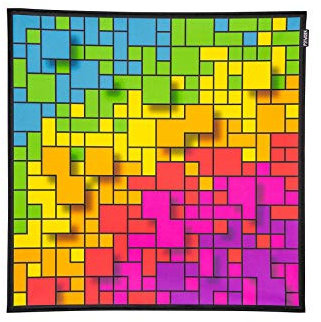 PSYWORK Schwarzlicht Stoffposter Neon | Fancy Rainbow Pixel | 0,7 x 0,70m | UV-aktiv | fluoreszierend | Wandbehang Stoffbanner Poster Wandbild Kunstdruck Dekobild Dekoration Wandteppich