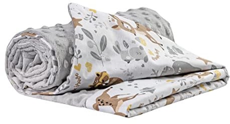 Medi Partners Babydecke Baby Decke Neugeborenen - Kuscheldecke Geschenk Babydecken 75x100cm für Kleinkinder Mädchen Krabbeldecke Kinderbett Kinderwagen 100% Baumwolle (REH mit grauem Minky)