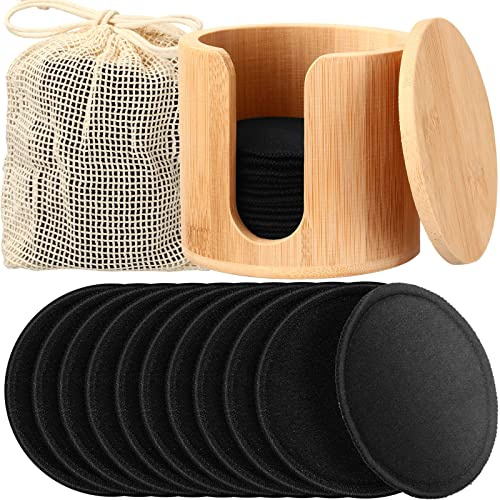 Foaincore 40 Pcs Reusable Makeup Remover Cotton Pads, Black