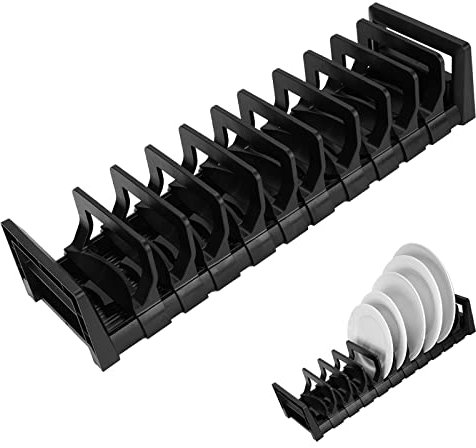 Linkidea Estante Organizador de Platos de aleación de Aluminio, para gabinete, Soporte de Placa Ajustable, estantes de Secado de Platos pequeños, Soporte para encimera de Almacenamiento (15.7'')