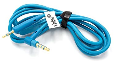 vhbw Audio AUX Kabel kompatibel mit Bose QuietComfort QC-35, QC35 Kopfhörer - Audiokabel 3,5 mm Klinkenstecker, Mikrofon, Rufannahme-Taste, Blau