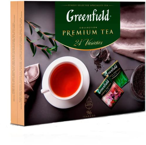 GREENFIELD Tea Set Premium, Tea 96 Bags (Tea Bags), 24 Varieties, Gift Set, Tea Collection, Black Tea, Green Tea, Herbal Tea 167.2 g (96 Cups)