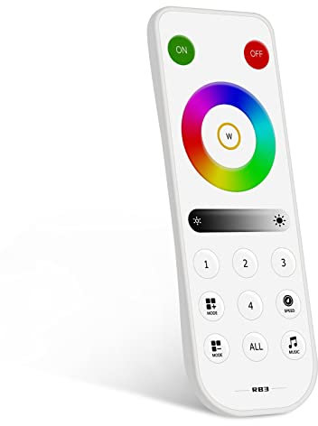 BTF-LIGHTING RB3 Inalámbrico 2.4G RF 4 Zonas RGB RGBW Mando a distancia para RGB RGBW LED Luz Alimentación por 3V(CR2032) Trabajo con SP630E SP633E SP634E SP638E SP639E