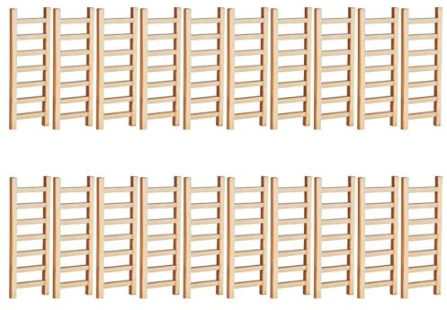 Otzoan 20pcs Miniature Wooden Step Ladders Fairy Garden Ladder Ornament DIY Landscape Decor (9 * 3cm)