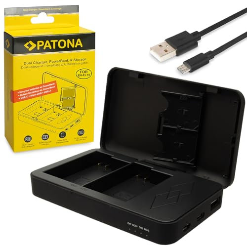 PATONA Chargeur Double avec Powerbank Fonction et Stockage sur Carte Mémoire Compatible avec Nikon EN-EL15, EN-EL15B, EN-EL15C Batteries