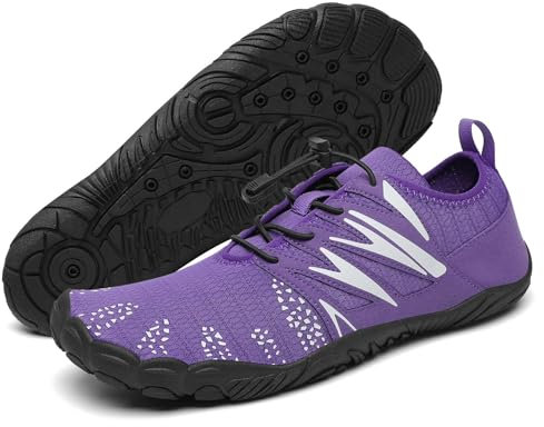 Mishansha Badeschuhe Damen Wasserschuhe rutschfest Barfußschuhe Weich Wassersport Strandschuhe Neoprenschuhe Bequem Fitnessschuhe Strand mit Weit Zehenbox Iris Violett EU Gr.41
