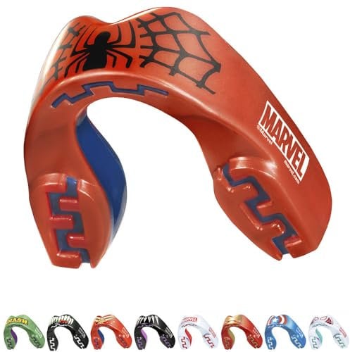 Marvel Spider-Man Protector bucal adultos y niños para todos los deportes de contacto, incluidos rugby, MMA, artes marciales de kickboxing, judo, hockey y boxeo