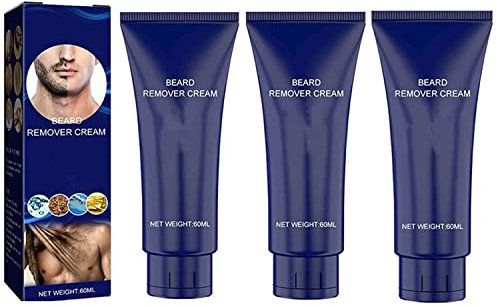 Men Permanent Hair Beard Removal Cream Depilatory Paste Face, Men Hair Removal Cream, Soft Painless Beard Remover Cream, Suitable for Face, Chest, Underarms, Arms, Legs (3pcs)