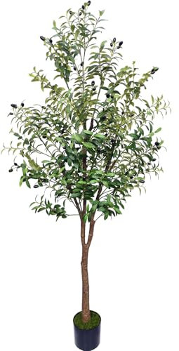 6FT Artificial Olive Tree Tall Faux Silk Plant with Lifelike Olive Leaves Fake Tree for Home Corner Office Indoor&outdoor Decor 180cm
