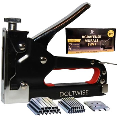 DOLTWISE Wandtacker 3 in 1 mit 600 Heftklammern – leistungsstark und robust | kompatibel D/U/T Typ | Heftgerät Taper Holz, Stoff, Wand – Basteln, Renovierung, Dekoration
