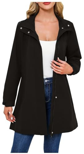 Generico Cappotto Primaverile Donna Elegante, Trench Donna Lungo Primaverile, Parka Nero Giacche Spolverino Giacca Antivento Giubbotto Con Zip