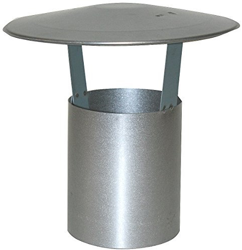 Regenhaube mit 2 Streben und einem Ø 120 mm Regenhut feueraluminiert FAL