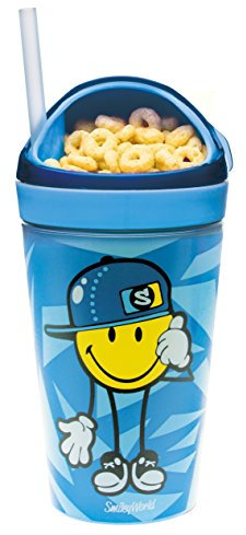 zak! Snack-/Trinkbecher Smiley-Junior in blau, Polypropylen, 9 x 9 x 18 cm