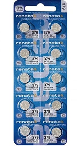 10 Renata Watch Batteries: 379 (SR521SW) by Renata